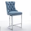 AMDXD 26" Counter Height Bar Stools Set of 2, Modern Velvet Barstools Upholstered Kitchen Island Chairs Farmhouse Bar Stools,Light Blue,2 Pack view 4