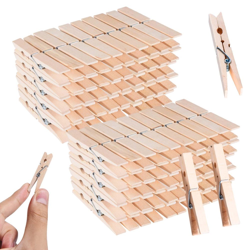SenseYo 100 Pcs 1.9 Inch Wooden Clothespins Clips for Hanging Clothes, Craft, Home