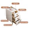 YUGXTH Narrow Nightstand, Wooden Slim Night Stand End Sofa Side Table with 2/3 Drawers, Stackable Bedside Tables, End Side Table for Bedroom(Gray,40 * 40 * 61cm) view 3