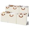 GRANNY SAYS Storage Cubes, 13 Inch Cube Storage Bins with Metal Frame, Collapsible Cube Storage Organizer, Fabric Cubby Bins for Shelves, Closet, Ivory, 6 Pack view 1