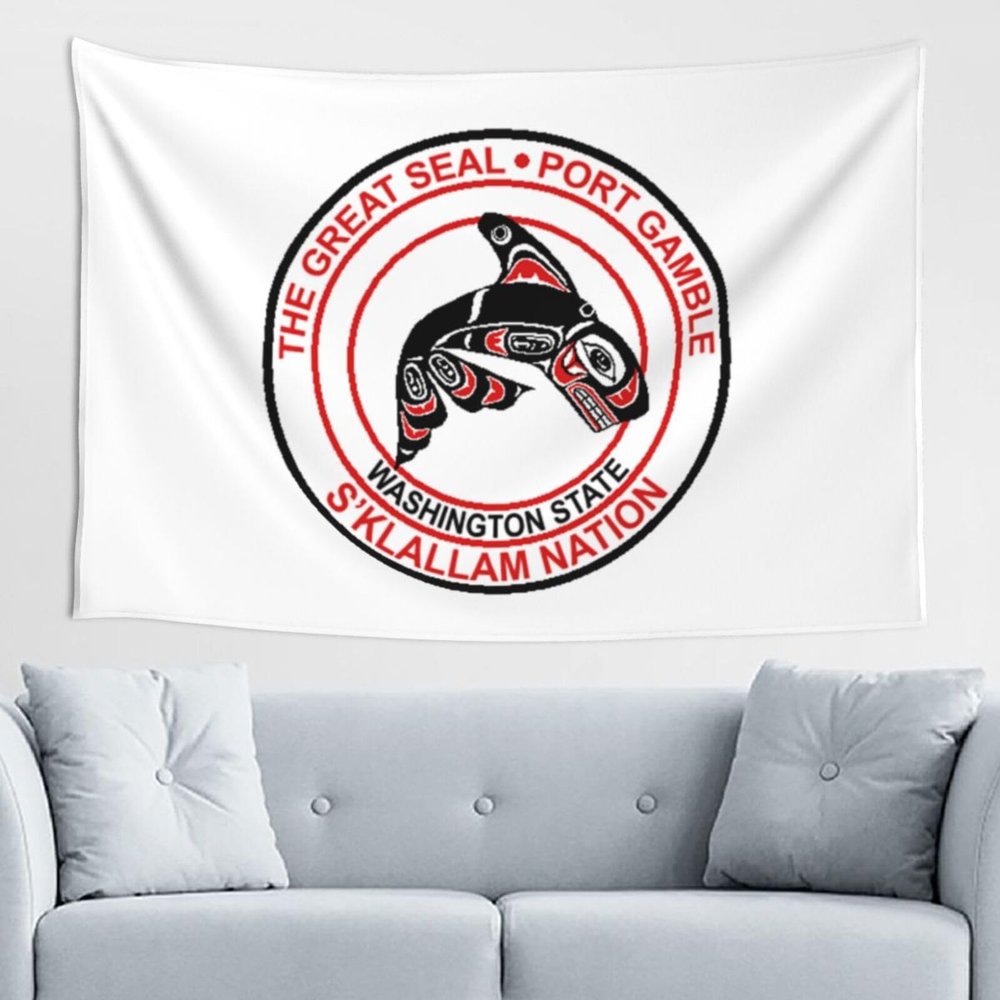 LIFANGMI Flag Of The Port Gamble S'klallam Nation Tapestry Wall Hanging 60x40 Inch Bedroom Living Room Dormitory Home Decoration Wall Tapestry