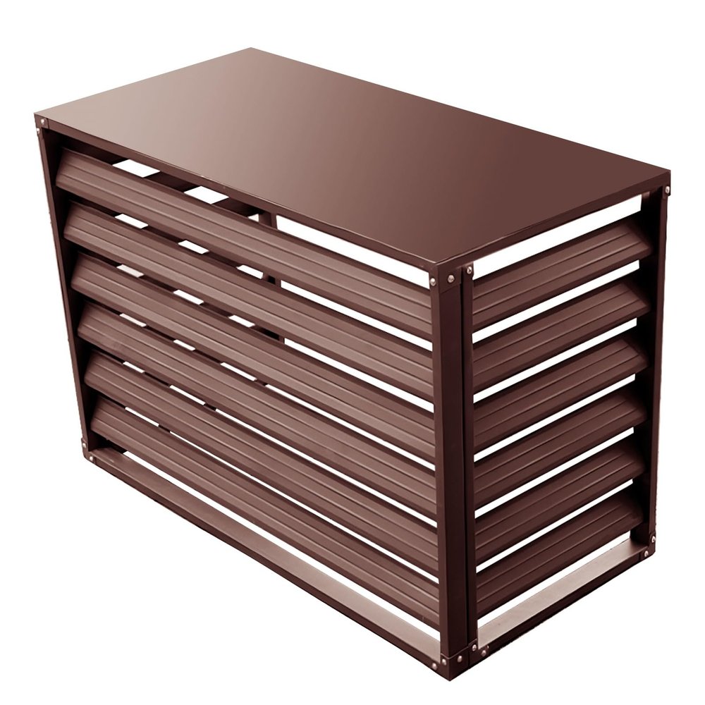 DELURA Air Conditioner Fence, Aluminum Shutter Privacy Fence, Privacy Screen No-Dig Kit (Color : Coffee Color, Size : 1.5P 100x50x70cm)