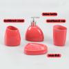 VINGAA Bathroom Accessories Sets Complete, PP Plastic Set of 4 Bathroom Soap Dispenser and Toothbrush Holder Set, Bathroom Sets Accessories, Bathroom Accessory Set, for Bathroom, Dorm, Apartment, Red view 2