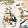 Amyhill 24 Pcs Easter Tiered Tray Decor Bunny Carrot Farmhouse Easter Decorations Spring Tiered Tray Decor Wooden Signs Mini Table Decorations for Home Kitchen Coffee Bar Shelf view 3