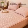 FCLDESHOP Soft Silky Bed Sheet,Solid Color Thickened Quilted Deep Pocket Fitted Sheet, Comfortable Non-Slip Mattress Protector,Grey,150 * 200cm+30cm (3pcs) view 2