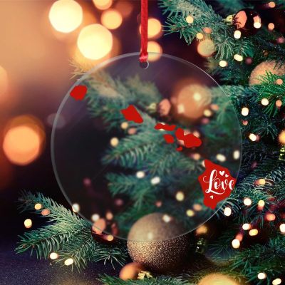 DOREENABE Valentine's Day Love US State Hawaii Clear Ornament State Customized Clear Ornament Best Gifts for Christmas Housewarming Gift