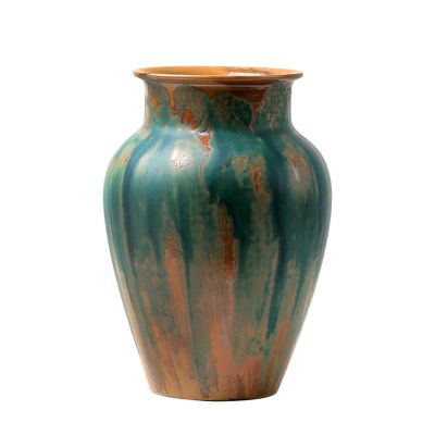 Mlaea Vintage Ceramic Vase, Home Decorative Vase Arrangement, Fake Flower Vase for Balcony Study Room Bedroom, Rustic Style Flower Vase(Size:18 * 25.5CM,Color:A)