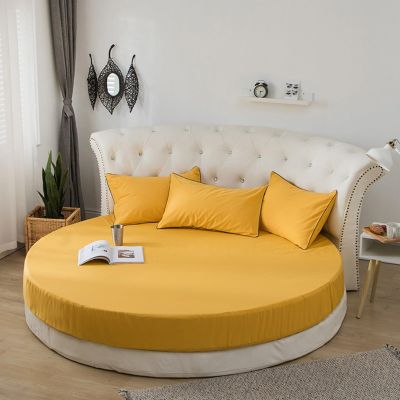 XHCTNN Premium Round Mattress Protector - Fitted Bed Sheet Set with 2 Pillowcase - Pure Cotton Fitted Sheet Hotel Home Bedding(I,87" Diameter)