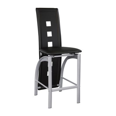 AMDXD Set of 2Pcs Modern Style Counter Height Chairs Metal Base and Leather Upholstered Back