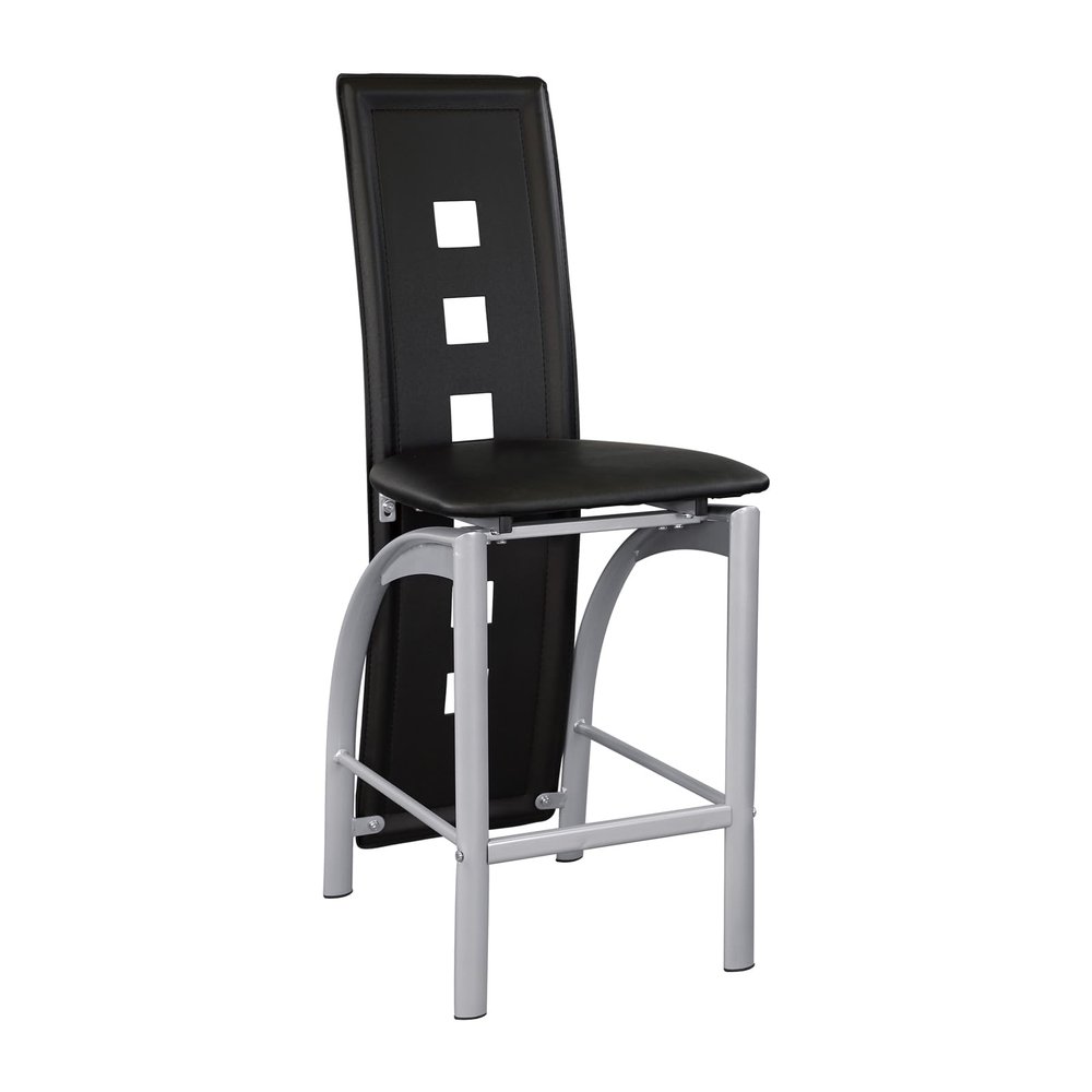AMDXD Set of 2Pcs Modern Style Counter Height Chairs Metal Base and Leather Upholstered Back