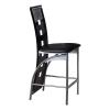 AMDXD Set of 2Pcs Modern Style Counter Height Chairs Metal Base and Leather Upholstered Back view 2