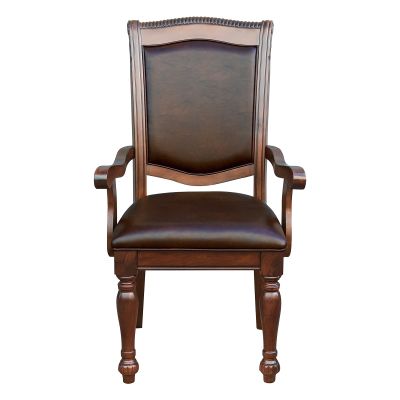 AMDXD Dining Armchairs Set of 2Pcs Upholstered Seat Brown Cherry Finish Wooden Furniture