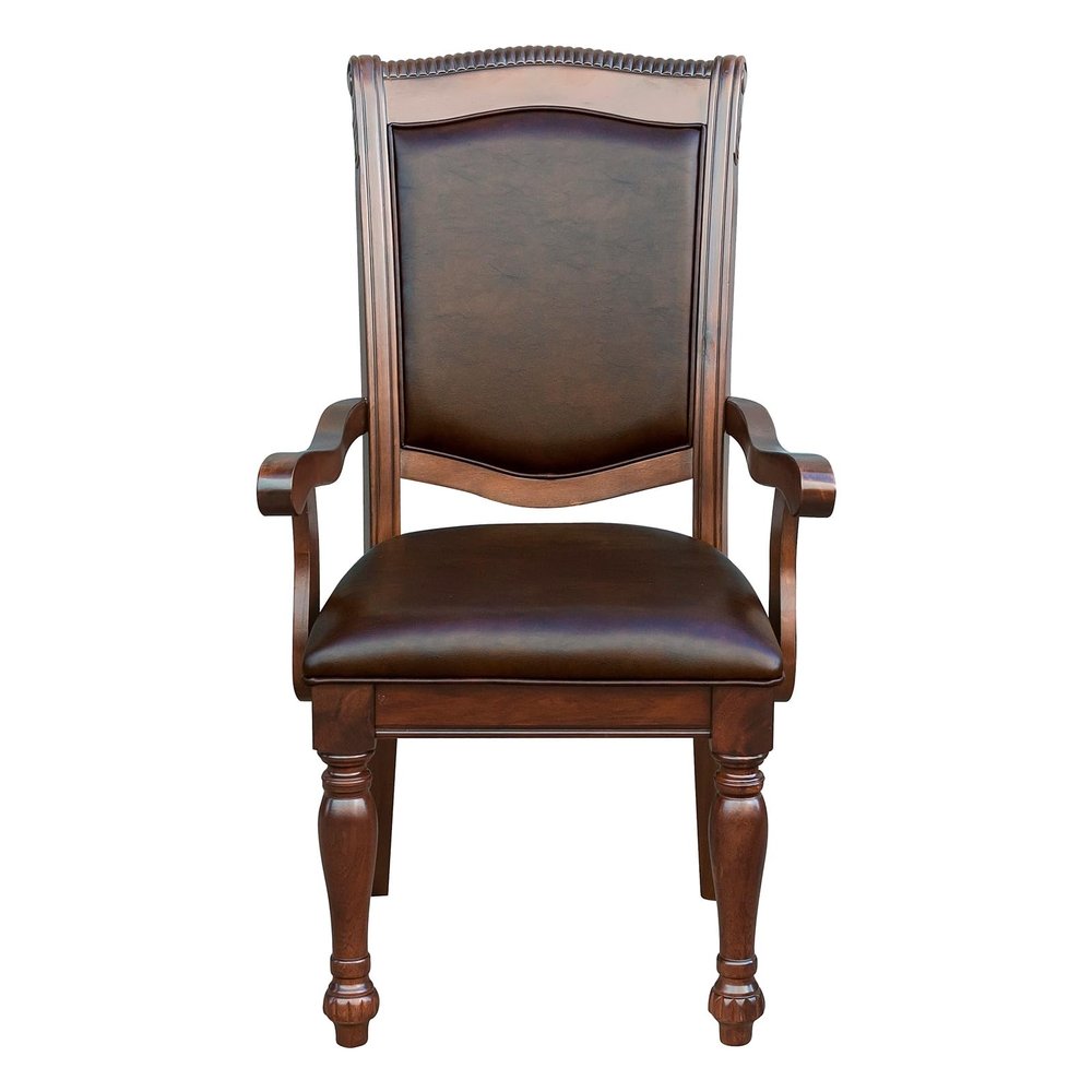 AMDXD Dining Armchairs Set of 2Pcs Upholstered Seat Brown Cherry Finish Wooden Furniture