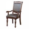 AMDXD Dining Armchairs Set of 2Pcs Upholstered Seat Brown Cherry Finish Wooden Furniture view 2