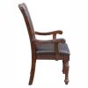 AMDXD Dining Armchairs Set of 2Pcs Upholstered Seat Brown Cherry Finish Wooden Furniture view 3