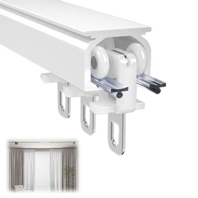Heavy Duty Aluminium Curtain Track System, Ceiling Curtain Track, Curtain Rail With Mute Rollers, Perfect For Bay Windows, Caravan Curtains, Trailers, Room Dividers ( Color : White , Size : 4m/13.1ft