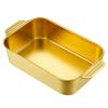 5Sizes Deep Rectangular Roasting Pan Baking Sheet Stainless Steel Lasagna Pan with Handles - Fish Roaster Plate Cake Cookie Tray Food Dish Dishwasher Safe for Cooking Beef Vegetable (37cm,Gold) view 1