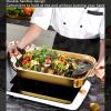 5Sizes Deep Rectangular Roasting Pan Baking Sheet Stainless Steel Lasagna Pan with Handles - Fish Roaster Plate Cake Cookie Tray Food Dish Dishwasher Safe for Cooking Beef Vegetable (37cm,Gold) view 3