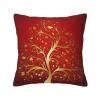 Decorative Throw Pillow Covers Red Background Gold Tree Print Throw Pillow Cover Square Cushion Case Soft Couch Throw Pillows Farmhouse Cushion Covers For Sofa Bedroom Living Room Xmas Decor 12"x12" view 1