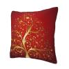 Decorative Throw Pillow Covers Red Background Gold Tree Print Throw Pillow Cover Square Cushion Case Soft Couch Throw Pillows Farmhouse Cushion Covers For Sofa Bedroom Living Room Xmas Decor 12"x12" view 2