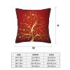 Decorative Throw Pillow Covers Red Background Gold Tree Print Throw Pillow Cover Square Cushion Case Soft Couch Throw Pillows Farmhouse Cushion Covers For Sofa Bedroom Living Room Xmas Decor 12"x12" view 3