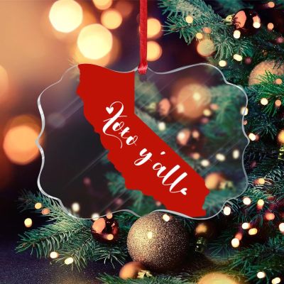 DOREENABE Christmas Decoration Keepsake Ornament Valentine's Day XOXO US State California Clear Acrylic Christmas Ornament State Keepsake Funny Christmas Hanging Tree Decor Ornament Funnys