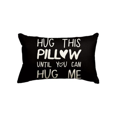AVOIN colorlife Hug This Pillow Until You Can Hug Me Valentine's Day Black Throw Pillow Cover, 12 x 20 Inch Anniversary Boyfriend Girlfriend Birthday Gifts Cushion Case Decoration for Sofa Couch