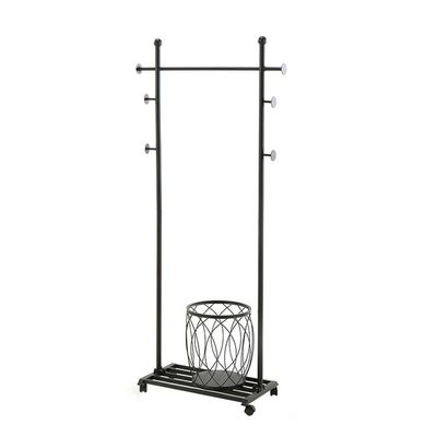 VduCk Clothes Rack Movable Gold/black Storage Coat Rack With Storage Basket And Universal Wheel Multifunctional Hanging Clothes Rack For Bedroom,Living Room,Balcony (Color : Black, Size : 80cm)