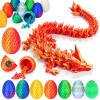 YILCER 12 in 3D Printed Dragon Egg - Easter Basket Essentials Stuffers, Prefilled Easter Egg Filled with Toy for Kid Boys, Crystal Articulated Dragon Fidget Toys (Laser Red) view 1