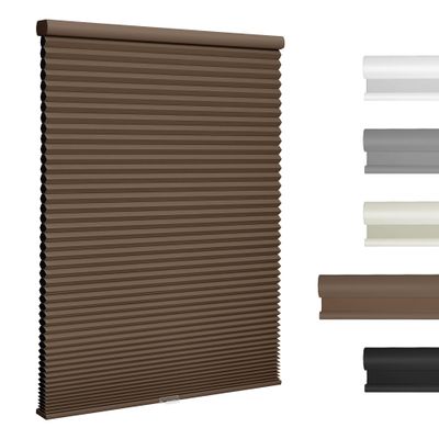 HOTSOON 1.8" Single Cell Blackout Cellular Shades Cordless Pull Down Cellular Blinds Thermal Insulated Honeycomb Blinds for Windows, Office, Blackout-Dark Brown, 57.5" W x 78" H