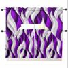 Jolunifun Modern Purple Swag Kitchen Curtain Sets with Valance,3 Pieces Rod Pocket Curtain Drapes for Bedroom Bathroom Cafe Windows,Geometric Stripes Abstract Grey White 56''x36''&36''x27.5''x2Panels view 1