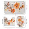 Dunmat 4 Pieces Abstract Flowers Shower Curtain Set Orange Nature Flower Bathroom Decor Sets with Rugs Bathroom Accessories Set Bathroom Curtain Shower Set with 12 Hooks view 3