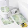 Modern Tropical Leaves Shower Curtain 4 Piece Sets with Non-Slip Rugs,Toilet Lid Cover and Bath Mat Abstract Botanical Minimalism Waterproof Shower Curtain with 12 Hooks Bathroom Set Home Decor view 4