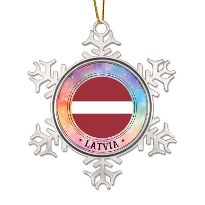 1st Christmas Ornaments Our First Christmas in Latvia Metal Snowflake Ornament Keepsakes Hanging for Christmas Tree Stocking Tags Unique Xmas Holiday Memorial New Year Gifts