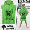 Get Trend Minecraft Towelling Poncho Kids Teenagers Hooded Bath Towels Absorbent Creeper Beach Towel for Bathroom Pool Vacation Holiday Essentials (Green, 6-9 Years) view 2