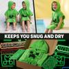Get Trend Minecraft Towelling Poncho Kids Teenagers Hooded Bath Towels Absorbent Creeper Beach Towel for Bathroom Pool Vacation Holiday Essentials (Green, 6-9 Years) view 3
