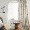 ILUOGUDU Linen Curtains for Bedroom Linen Boho Curtains 96 Inches Long 1 Panel Farmhouse Floral Drapes for Living Room 60% Blackout Grommet Window Treatment Ivory Yellow on Beige 63 x 96 inches view 1