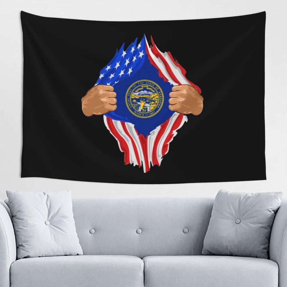 LIFANGMI Hand Tear Flag Of Nebraska Tapestry Wall Hanging 60x40 Inch Bedroom Living Room Dormitory Home Decoration Wall Tapestry