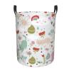 EdNeY Cute Cartoon Cats Clouds Flower Laundry Basket Waterproof Foldable Laundry Hamper with Durable Handle Circular Dirty Clothes Storage Basket for Dorm Office Home Bedroom Nursery, Small view 1