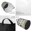 Cute Owls and Trees Grey Laundry Basket Waterproof Foldable Laundry Hamper with Durable Handle Round Storage Basket Dirty Clothes Organizer Bag for Bathroom Bedroom College Dorm view 4