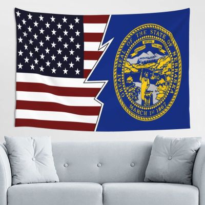 LIFANGMI Ripped Style American And Flag Of Nebraska Tapestry Wall Hanging 60x40 Inch Bedroom Living Room Dormitory Home Decoration Wall Tapestry