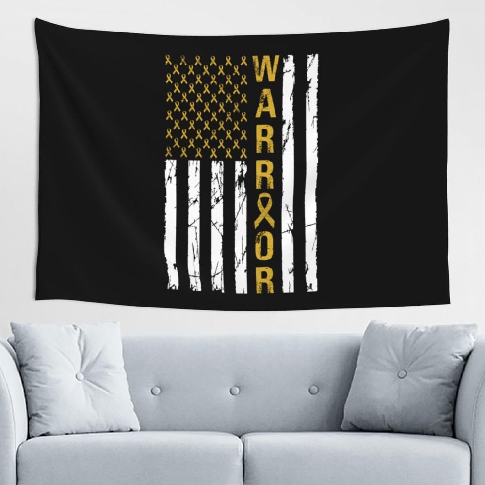 LIFANGMI Patriotic Day Childhood Cancer Awareness Usa Flag Tapestry Wall Hanging 60x40 Inch Bedroom Living Room Dormitory Home Decoration Wall Tapestry