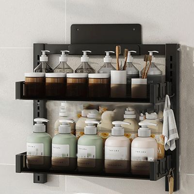 FawZia Over The Toilet Storage Shelf Modern Bathroom Storage Rack Over Toilet Made of Carbon Steel, Over The Toilet Rack for Bathroom White Black 3 Sizes (Color : Black, Size : 2 Layer)