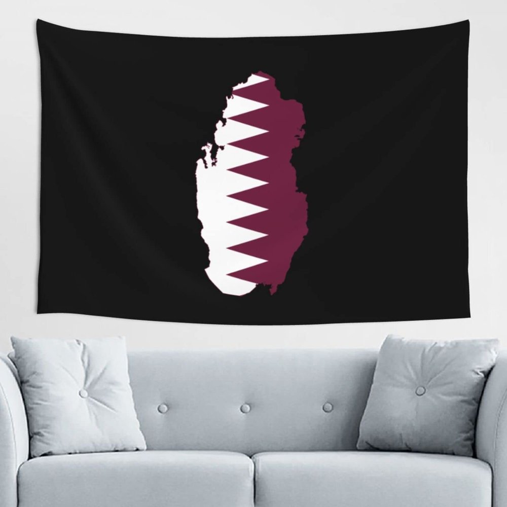 LIFANGMI Flag Map of Qatar Tapestry Wall Hanging 60x40 Inch Bedroom Living Room Dormitory Home Decoration Wall Tapestry