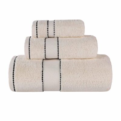 BLUENILEMILLS Egyptian Giza Cotton 3 Piece Towel Set, Luxury Plush Bathroom Essentials, Moisture Wicking, Shower, Spa, Soft, Absorbent Towels, Includes 1 Bath, 1 Hand, 1 Washcloth/Face Towel, Ivory