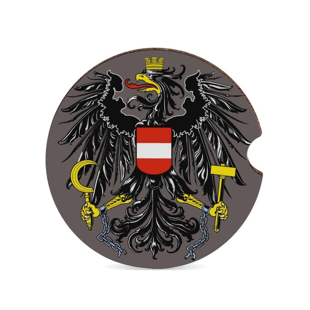 Austria Flag Car Coaster Set Cup Holder, Cork Bottom and Finger Groove, Easy to Disassemble and Assemble