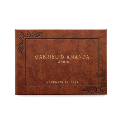 Promot Personalized Wedding Guest Book - Elegant Hardcover Guestbook for Wedding Reception, Bridal and Baby Shower, Birthday, Wedding Books Guests to Sign, Custom Embossed Text with Gold Metallic Foil