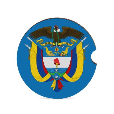 Colombia Flag Car Coaster Set Cup Holder, Cork Bottom and Finger Groove, Easy to Disassemble and Assemble