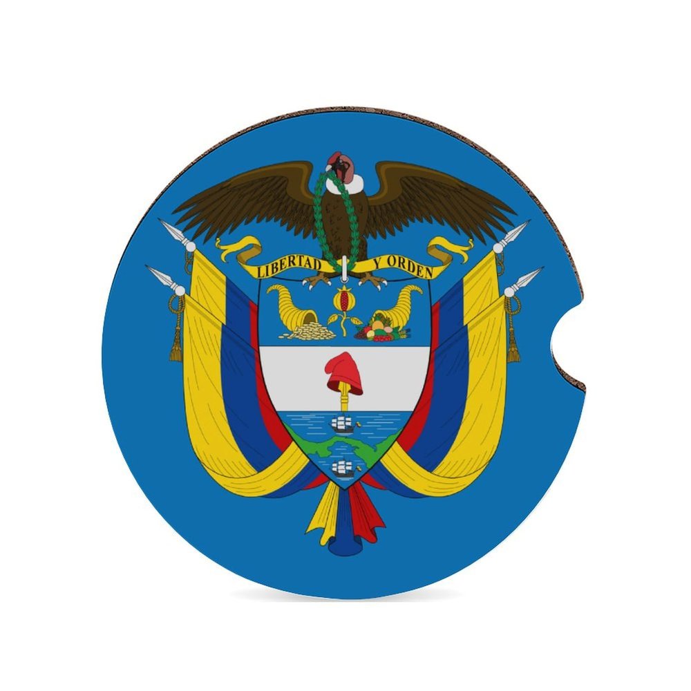 Colombia Flag Car Coaster Set Cup Holder, Cork Bottom and Finger Groove, Easy to Disassemble and Assemble