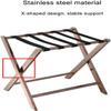 PROHEL Set of 2 Folding Metal Luggage Rack Suitcase Stand - Chrome Stainless Steel Suitcase Holder Stand, Luggage Holder for Bedroom (Color : Silver) view 3